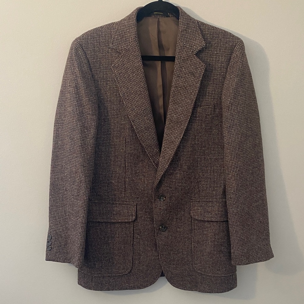 Imperial by Haggar 100% Wool Men's Brown Tweed Blazer with Front Pockets